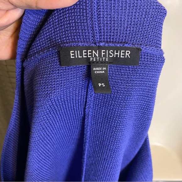 EILEEN FISHER Silk Interlock Cascade Jacket - Iris Purple Petite Small Sweater - Picture 8 of 9